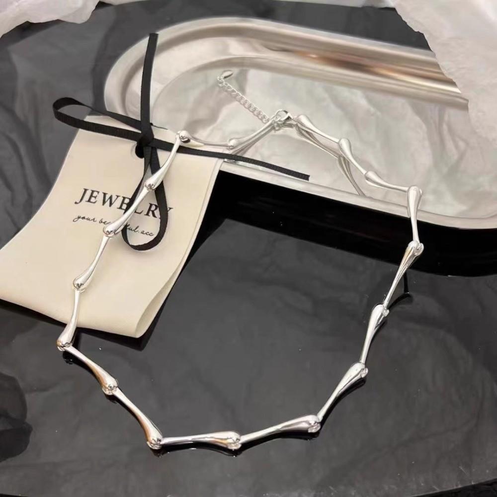 Zinc Zinc Alloy Bamboo Joint Chain Silver Color Punk Necklace Advanced Sense Snake Bone Chain Party Jewelry