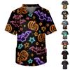 Men's Short Sleeve V-Neck Halloween Print Chest Pocket Care Top