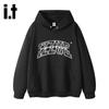 Izzue Unisex American Style Letter Print Hooded Sweatshirt