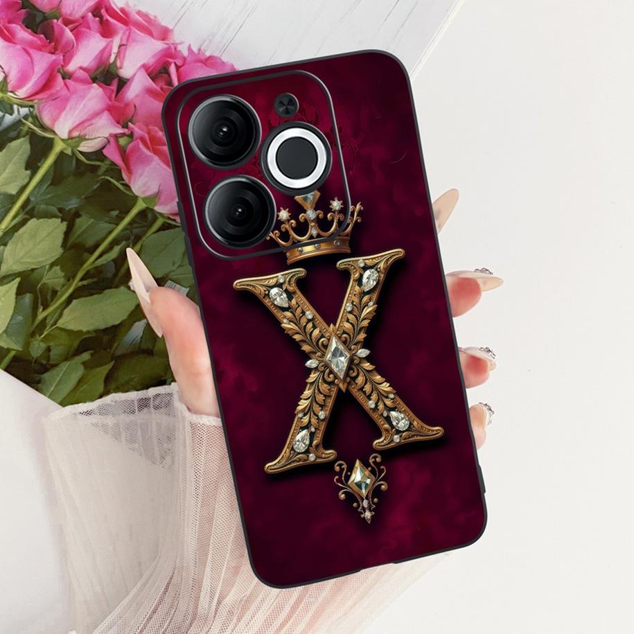 For Itel A80 Case A671L A671LC Back Cover Luxury A Z Initial Letter Crown Soft Silicone Couple Phone Case For ItelA80 A 80 Shell