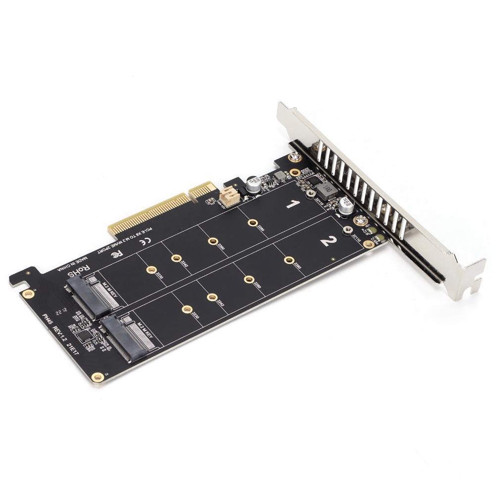High Performance M.2 SSD PCIE X8 M Key Hard Drive Converter Dual M.2 NVMe SSD  PC Upgrade