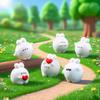 1 Set Cartoon White Rabbit Cat Miniatures Resin Animal Ornaments Fairy Garden Decoration Micro Landscape