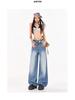 Women's Textured Distressed Denim Jeans: Loose Fit, Wide-Leg, Floor-Length, New Spring/Autumn 2026 Style.