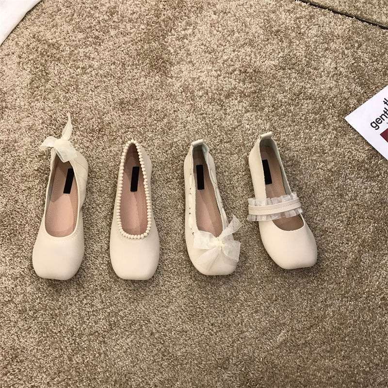 Beige Evening Wind Gentle Fairy Doudou Single Shoes Women's Shoes 2025 New Spring Mary Jane Flat Granny Shoes