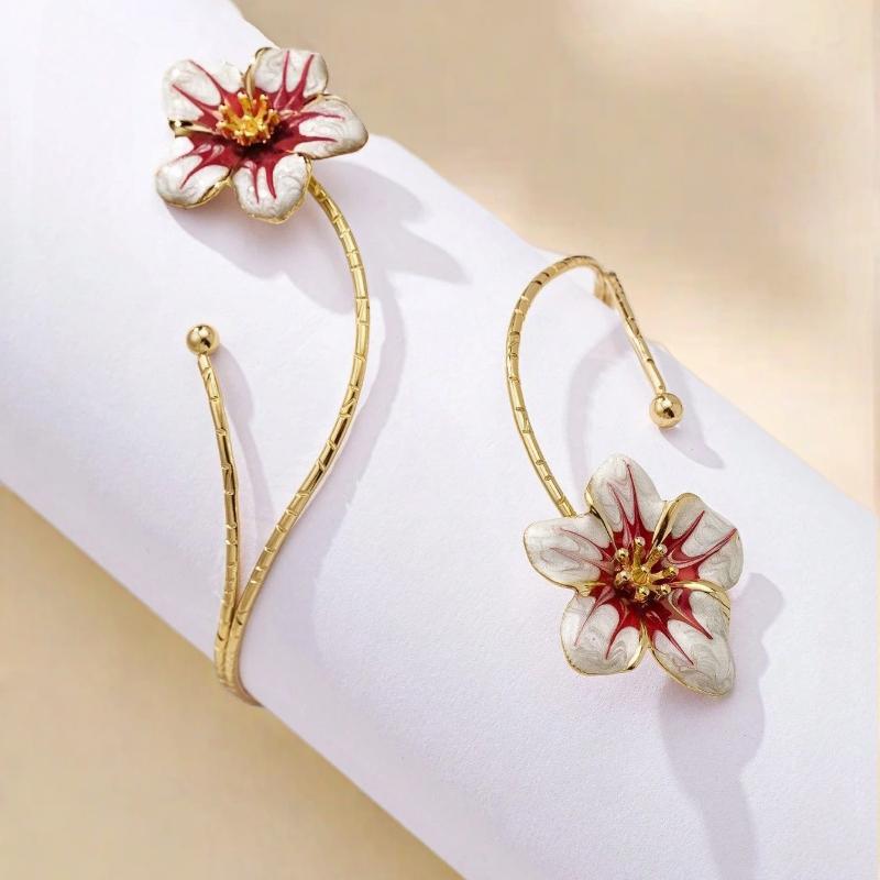 

1 шт. Европейский и панк стиль Преувеличенный сплав Металл Многоцветная эмаль Цветочный браслет, Модный и крутой для лета. Красочная цветочная цепочка на руку one-size горячий розовый