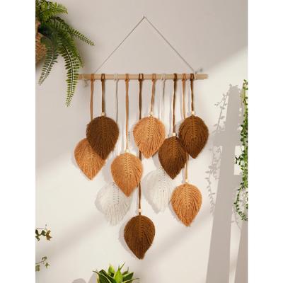 Arazzo Macramè Foglia Marrone Verde Arazzo da Parete Decorazione Casa Boho Macramè da Appendere alla Parete Decorazioni Estetiche Soggiorno Regalo