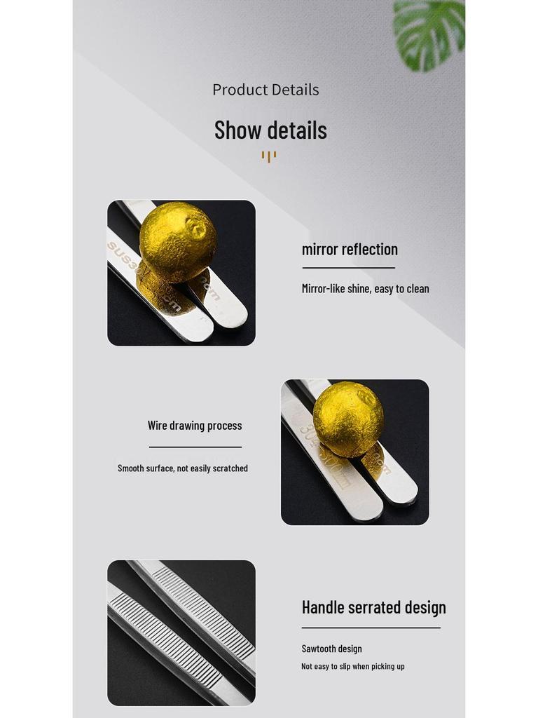 Curved Round Head Anti-Slip Stainless Steel Tweezers for Aquatic Plants and Succulents