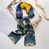Double-sided double- scarf Chinese petal silk scarf long strip narrow necktie versatile scarf women's hair tie
