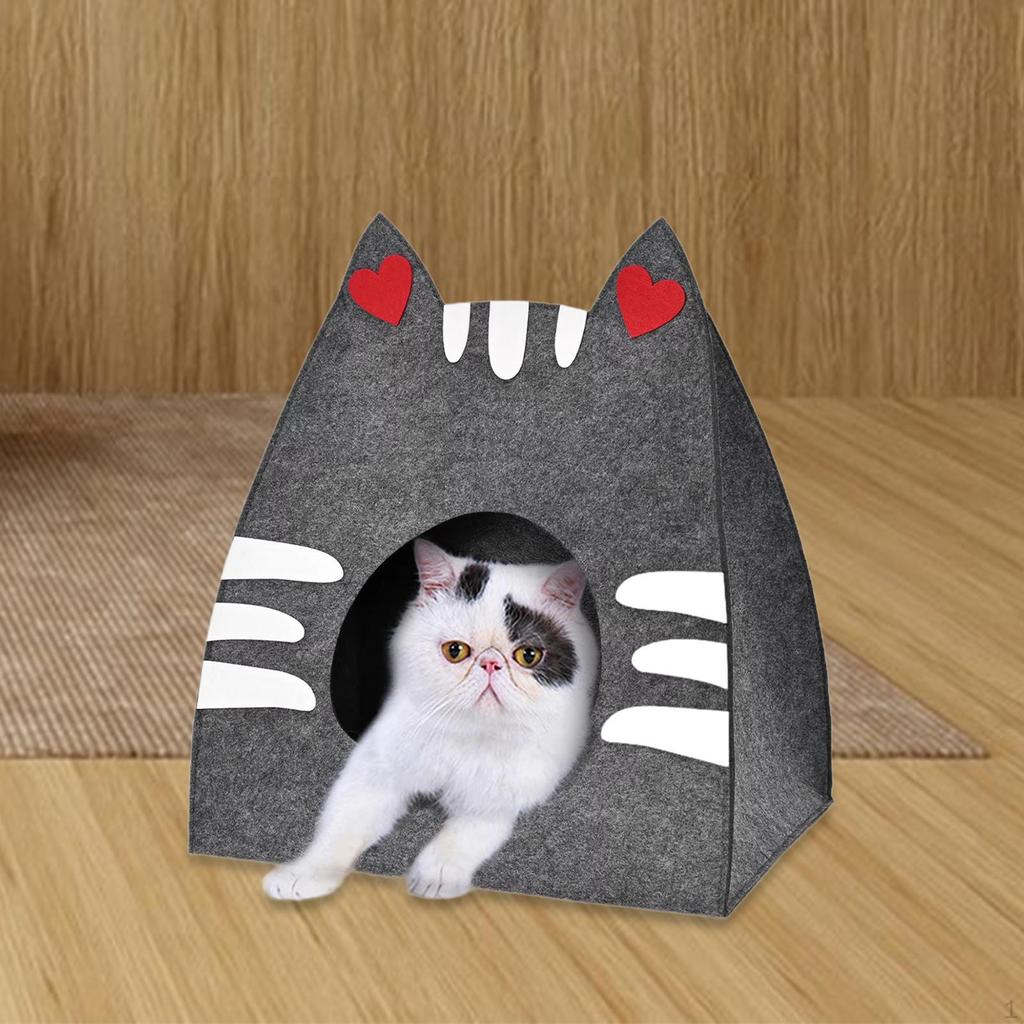 Felt Cat House Scratch Resistance Stable for Indoor Cats Cute Furniture Kitten Bed Hideaway