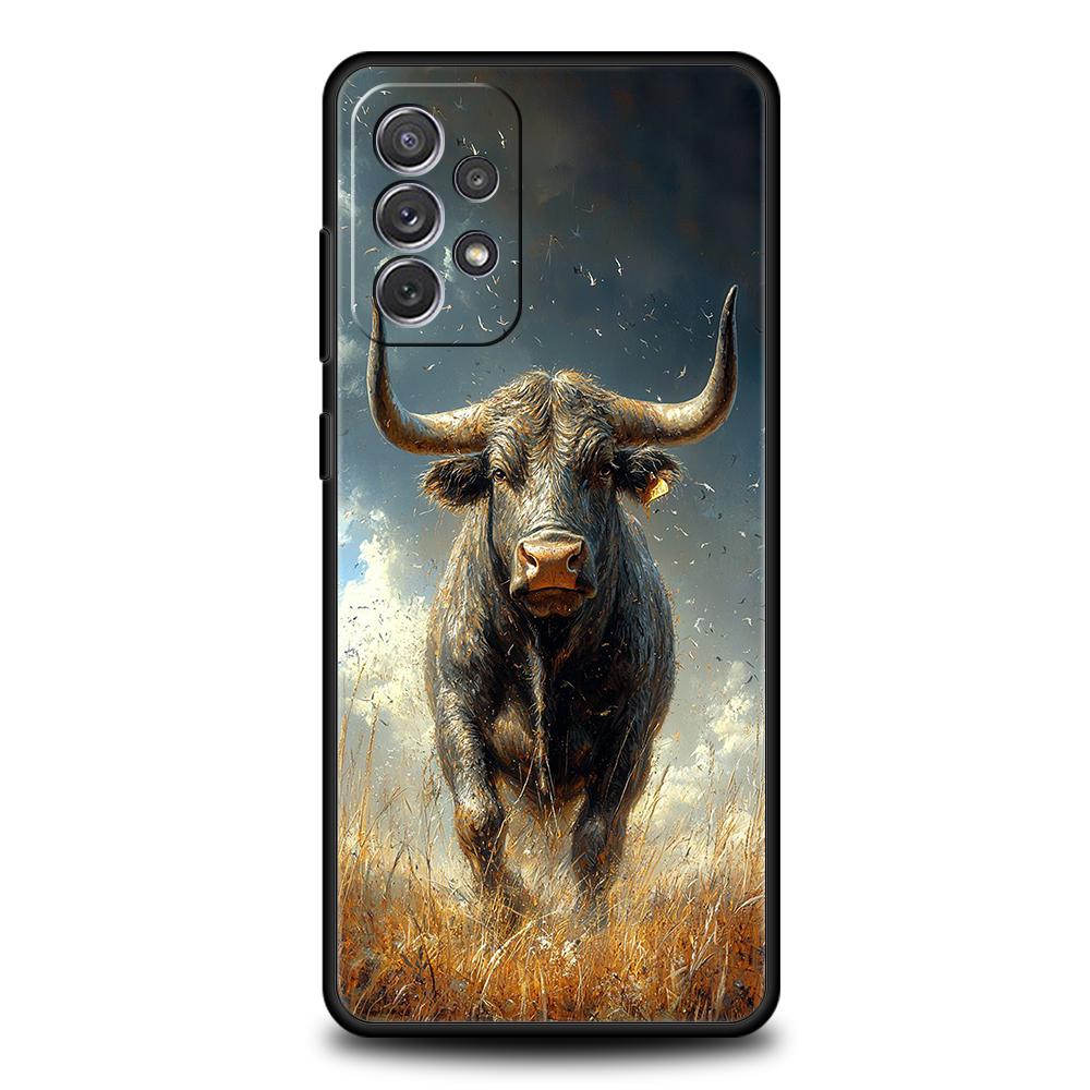 Phone Case For Samsung Galaxy A15 A13 A35 A55 A51 A71 A41 A31 A21S A03S A05 A17 A23 A25 A33 A53 A73 5G A07 4G Cover Bull Animal