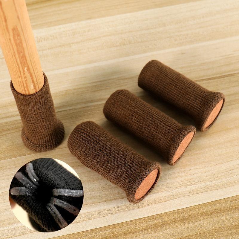 4 pezzi/set Calzini Silenziosi in Maglia per Gambe di Mobili Calze Elastiche per Piedi Protezioni per Pavimenti con Pastiglie Antiscivolo Copri Piedi Spessi per Sedie