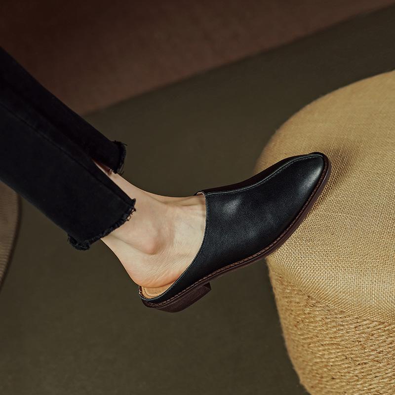 Fashion 2024 New Summer Women Shoes Mules Shoes for Women Outdoor Slippers Women Chunky Heel Cover Toe Slippers Shoes Zapatos De Mujer