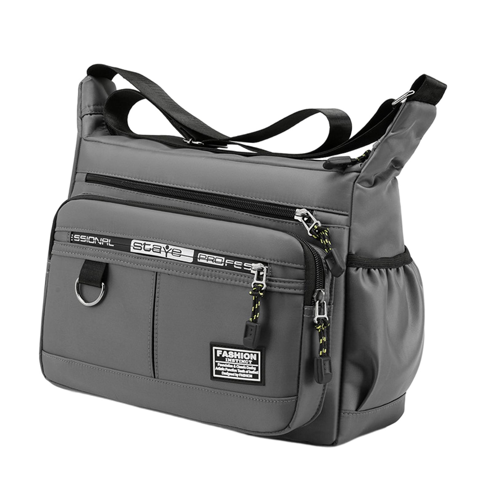 

Men Portable Oxford Multilayer Pocket Shoulder Bag Handbag Travel Purse Fashion Lightweight Shopping Adjustable Shoulder Strap серый