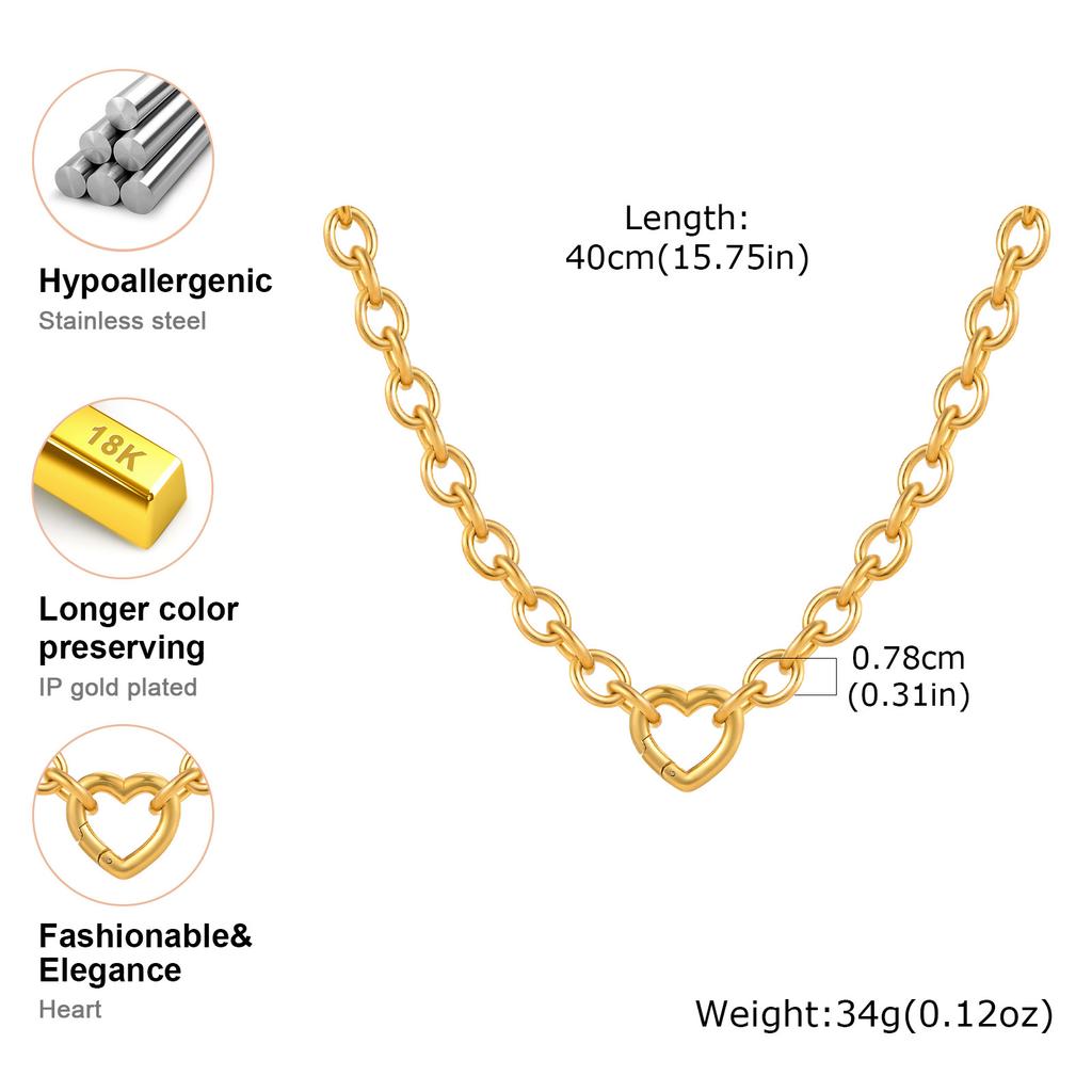Vnox Diverse Heart Pendant Necklace For Women Girls, Stainless Steel Shell CZ Crystal Charm Choker, Fashion Jewelry Party Gifts
