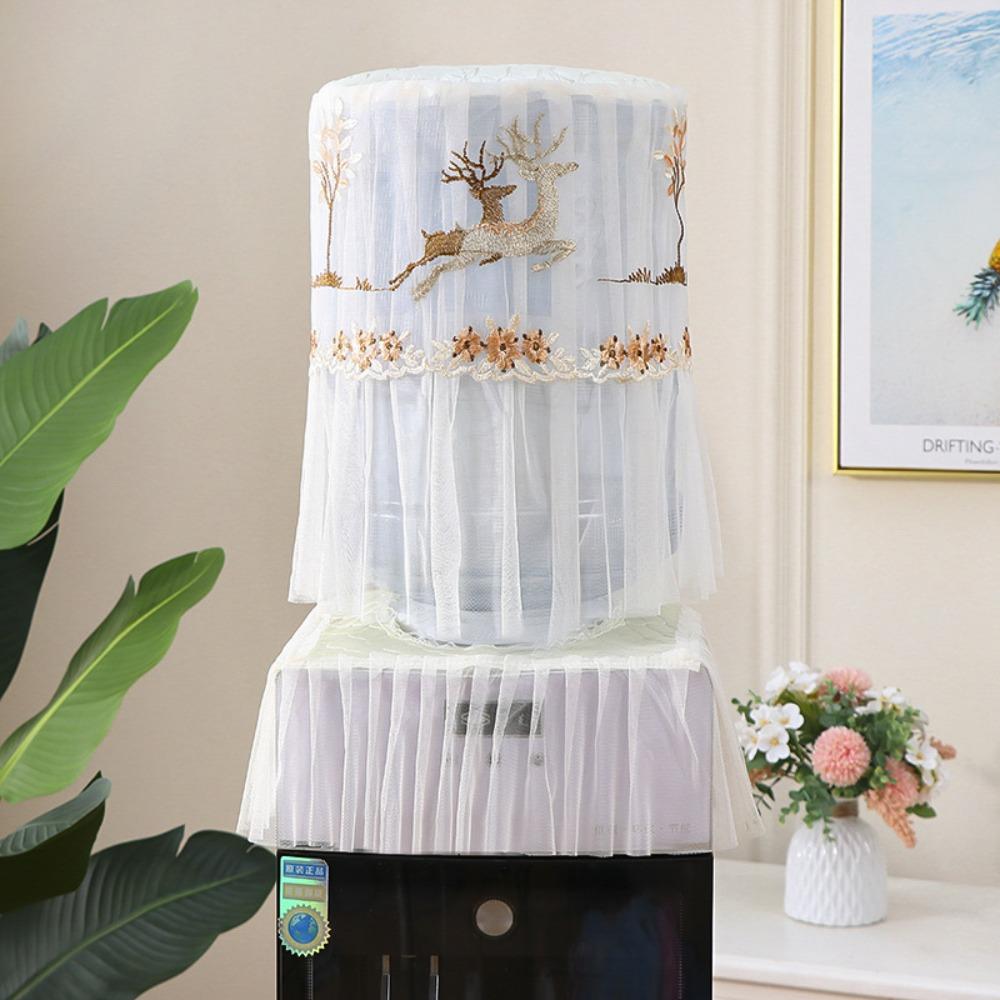 2pcs/set Fashion Embroidered Bucket Dust Cover Reusable Water Dispenser Bucket Sleeve Office