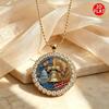 Gold-Edged Rhinestone American Flag & Statue of Liberty Necklace