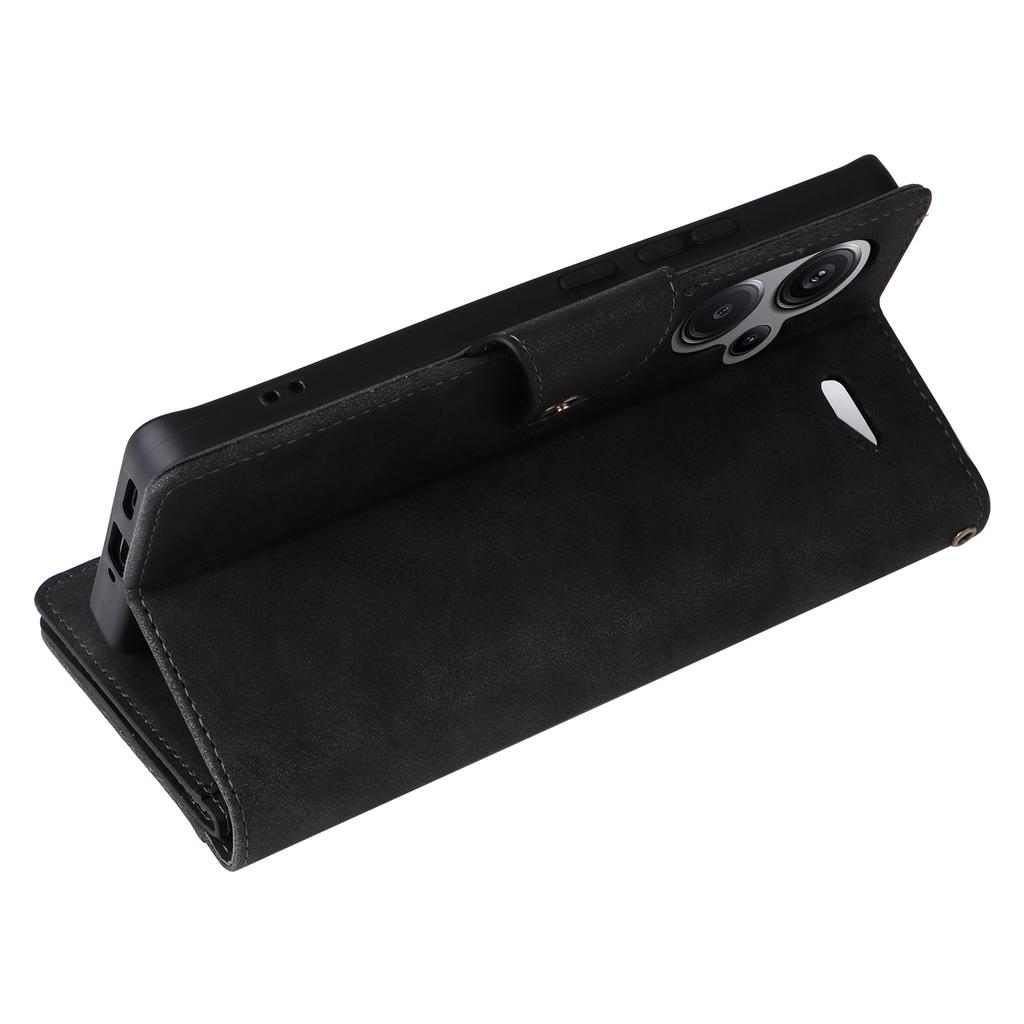 For Xiaomi Redmi Note 13 Pro+ 5G Case Rivet Decor PU Leather Wrist Strap Phone Cover