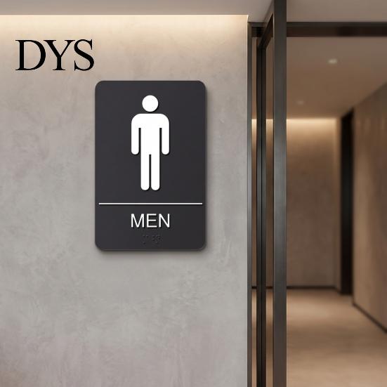 Tactile Braille Sign for Visually Impaired Unisex Restroom Men Women, 6" x 9" Self-adhesive Bathroom Door High Contrast Black And White Signs