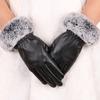 Warm Gloves for Winter Touch Screen Rabbit Hair PU Leather Women's Gloves for Outdoor Riding Driving Cold Winter Gloves