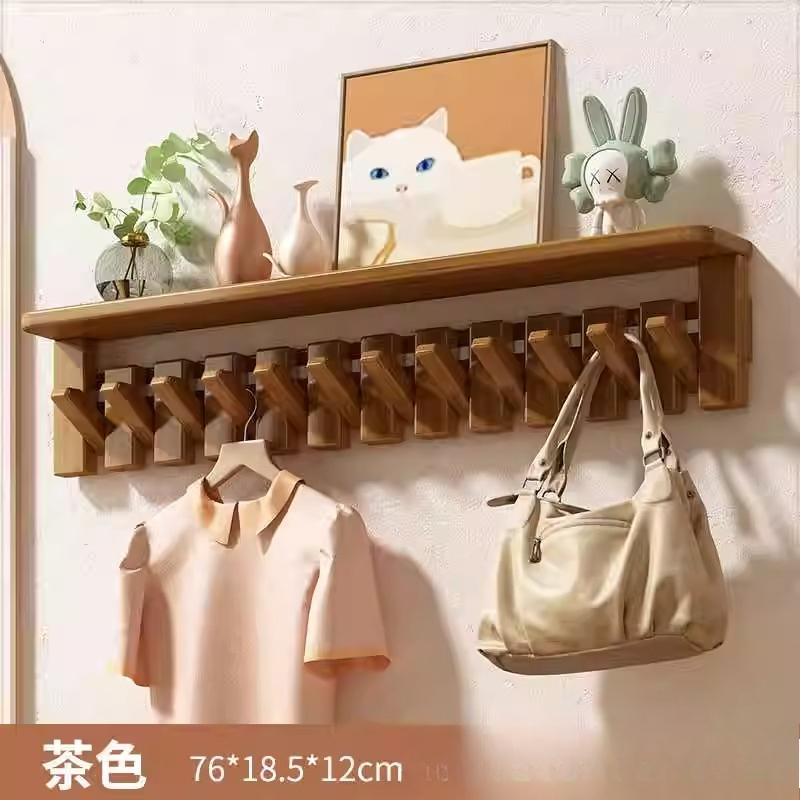 Modern Nordic Solid Wood Wall Mounted Clothes Hanger Luxury Living Bedroom Storage Rack Creative Home Furniture