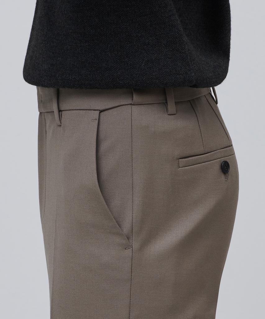 MUSINSA STANDARD Wool Tapered Hidden Banding Crop Slacks [Dusty Beige]