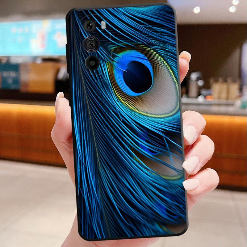 Phone Case For Motorola Edge 50 40 Pro 60 50 40 30 Ultra Neo Fusion Moto G85 G72 G53 G54 G84 G13 G32 Peacock Feathers