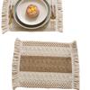 4/6pcs Boho Placemats Fall Place Mats Macrame Table Decor Rustic Linen for Table Dining Wedding Table Decor