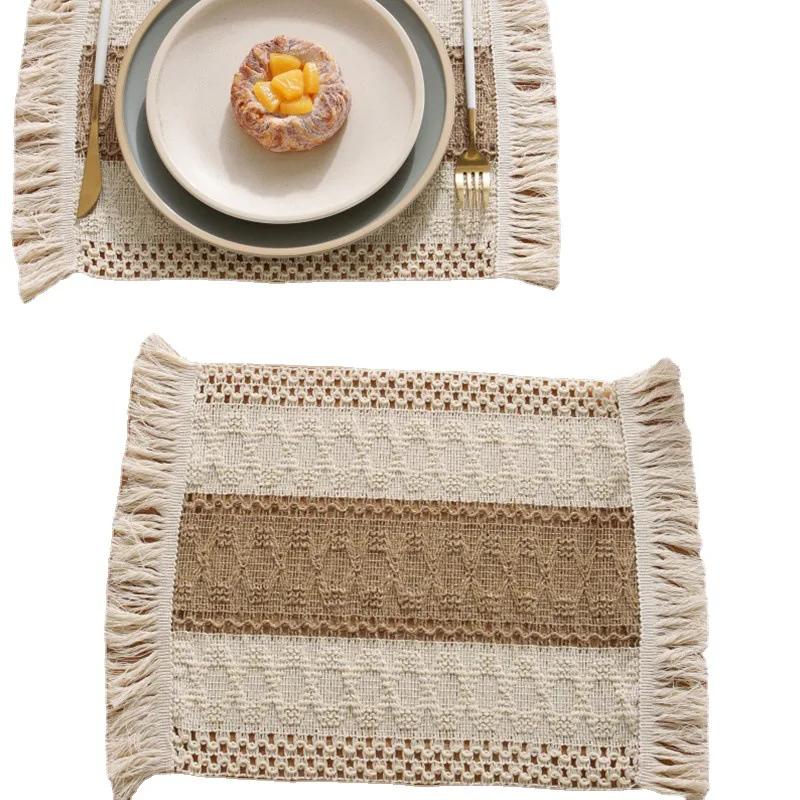 4/6pcs Boho Placemats Fall Place Mats Macrame Table Decor Rustic Linen for Table Dining Wedding Table Decor