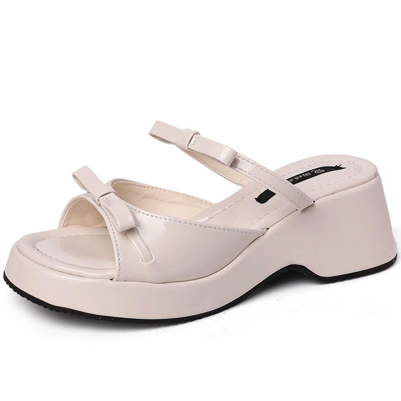 Summer Concise Open Toe Women Slippers Fashion Platform Wedges Heel Shoes Beach Dress Female Slides