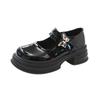 White retro pearl small leather shoes women's 2025 summer shallow mouth versatile college style thick-soled round head Mary Jane shoes