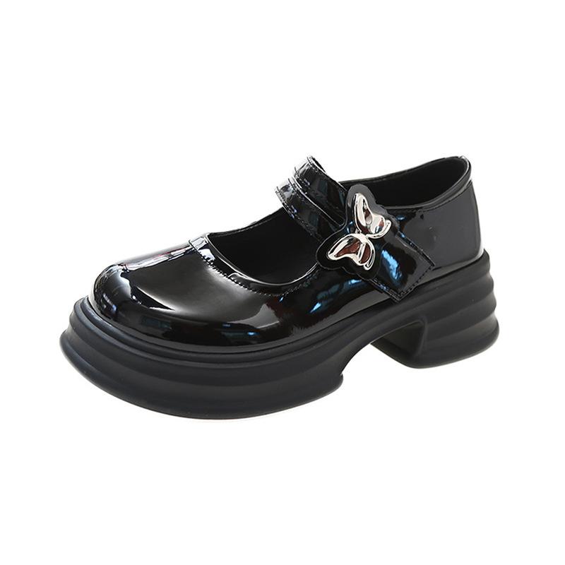 White retro pearl small leather shoes women's 2025 summer shallow mouth versatile college style thick-soled round head Mary Jane shoes