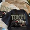 Kids Short Sleeve T-Shirt, Japanese Style, Cartoon Car Print, Casual Versatile Summer Top for Boys