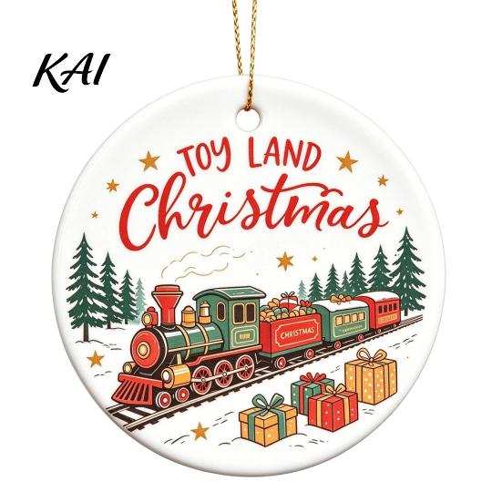 Festive Home Decor Ceramic Christmas Ornament, 2D Double Sided Cowboy/Nutcracker/Holy Berry Hanging Holiday Window Decorations Ornament for