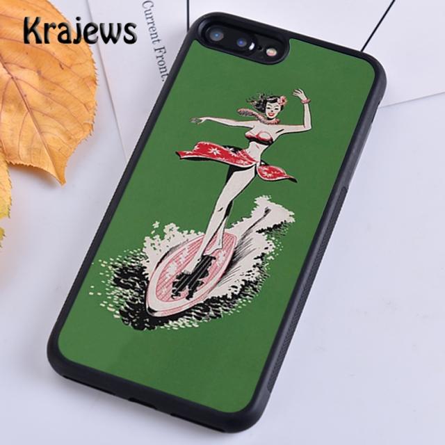 Krajews HAWAII BEACH SURF GIRL SURFING ART Phone Case Cover For iPhone 17 Air 16 15 14 Plus 11 12 13 Pro Max Coque Fundas