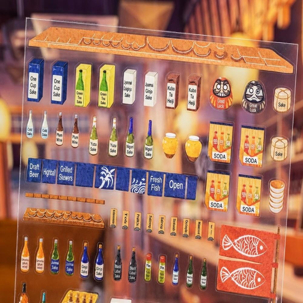 Stress‑relief 3D Miniature Scene Stickers Izakaya Scene DIY Cabin Scene Sticker Toy