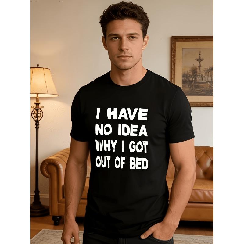 European Size S Oversized T-Shirt with Funny Slogan Print I Have No Idea Why I Got Out of Bed - Y2K Streetwear Casual Short Sleeve Round Neck Tee
