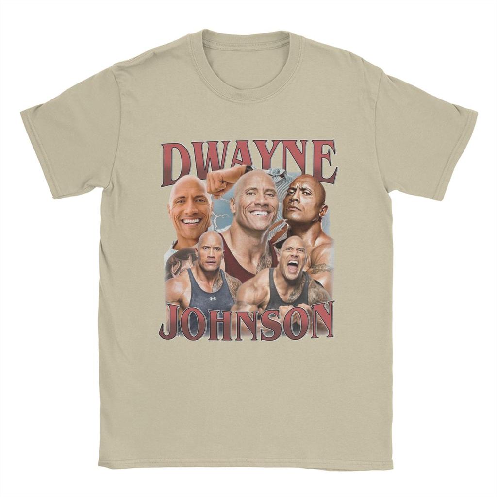Men T-Shirt Dwayne Johnson Bootleg 90s Style Vintage Pure Cotton Tee Shirt Short Sleeve T Shirt Crewneck Tops Summer