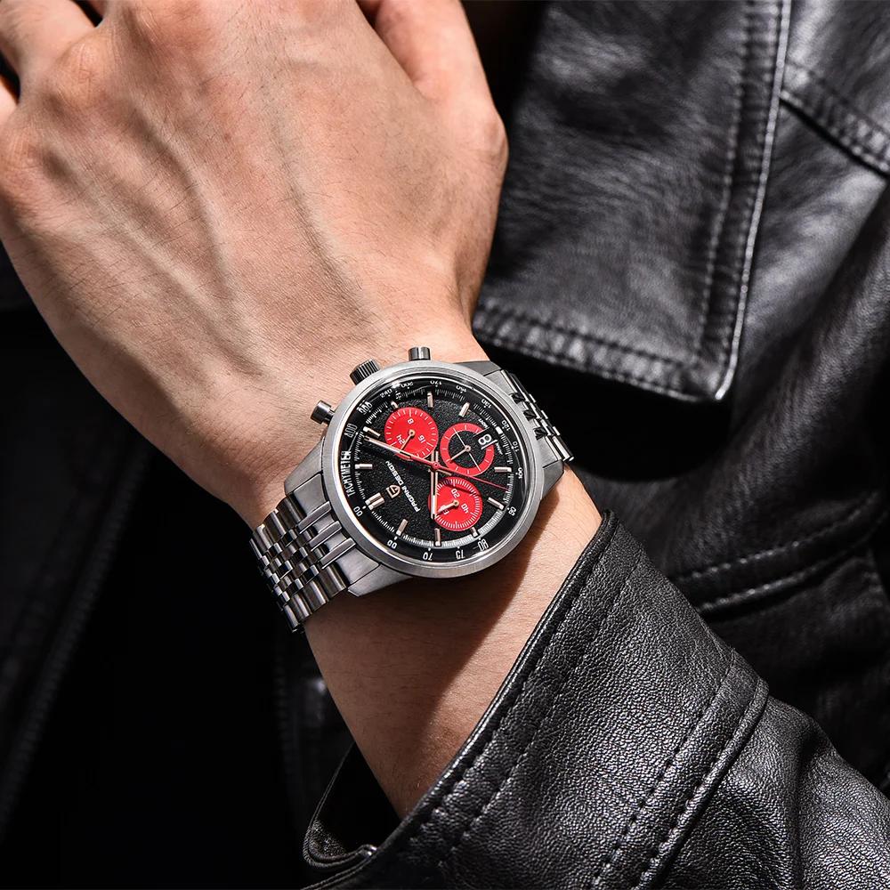 PAGANI DESIGN PD1827Newest 41mm Men Quartz Watches Japan TMI VK63 Vintage Five Bead Chain Strap Waterproof Luminous Reloj Hombre