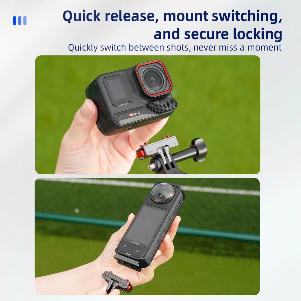 FLYMILE Metal Mount Kit for Insta360 Ace/Ace Pro/Ace Pro 2/X4/X3/X2 Quick Release Adapter Base