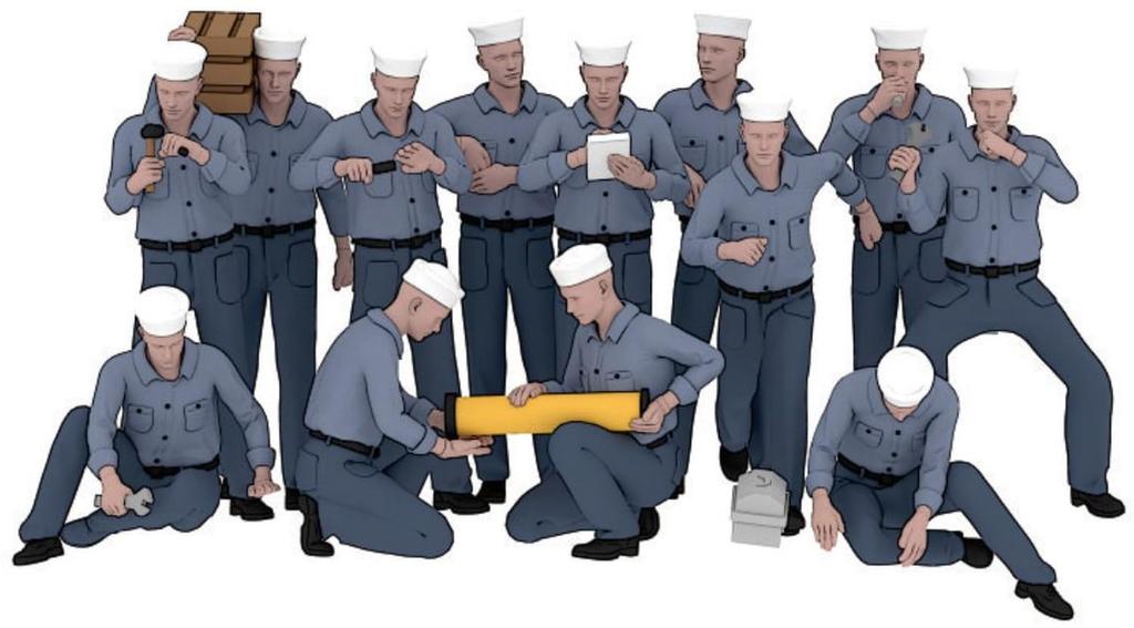 Triumph Model WW2 US Navy Sailor Work Uniform 100 Pieces Plastic Model Parts TRFP70034 1/700 (Ship)