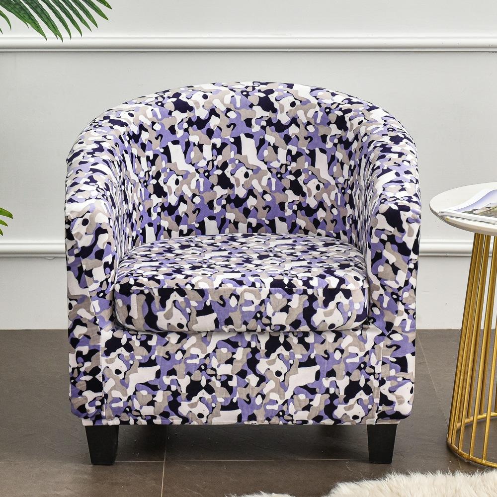 Velvet Club Chair Cover 2pcs/Set Tub Sofa Cover Small Round Sofa Slipcovers for Living Room Couch Cover With Seat Cushion Covers