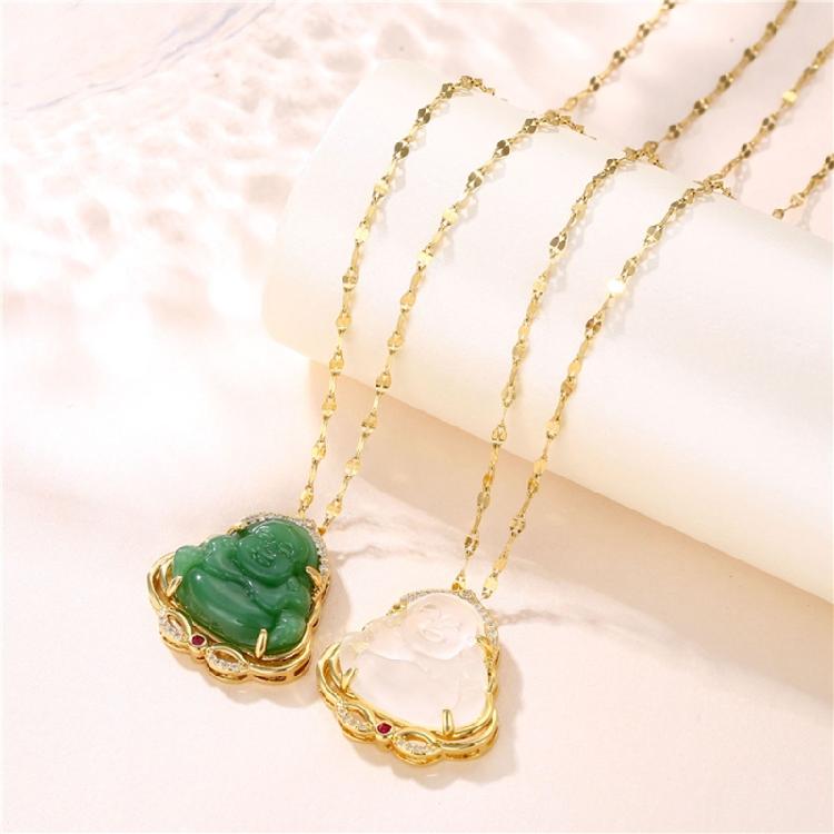 Buddha Necklaces Amulet Chinese Style Maitreya Jewelry All-match Sweater Chain