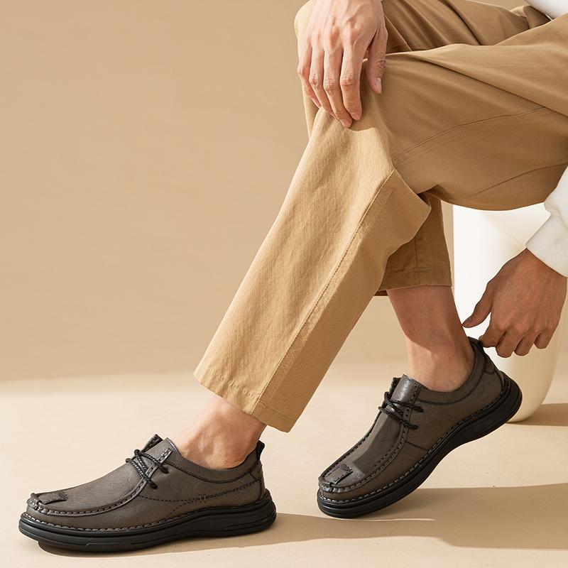 Men's Leather Shoes Lace Up Casual Sneakers Flats Walking Shoes