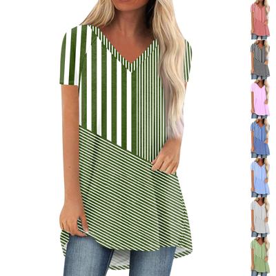 Ladies Short Sleeve Pleated Loose Tops Plus Size Casual Tops V Neck Short Sleeves Casual Summer T Shirts Ladies Tops T Shirts Shirts