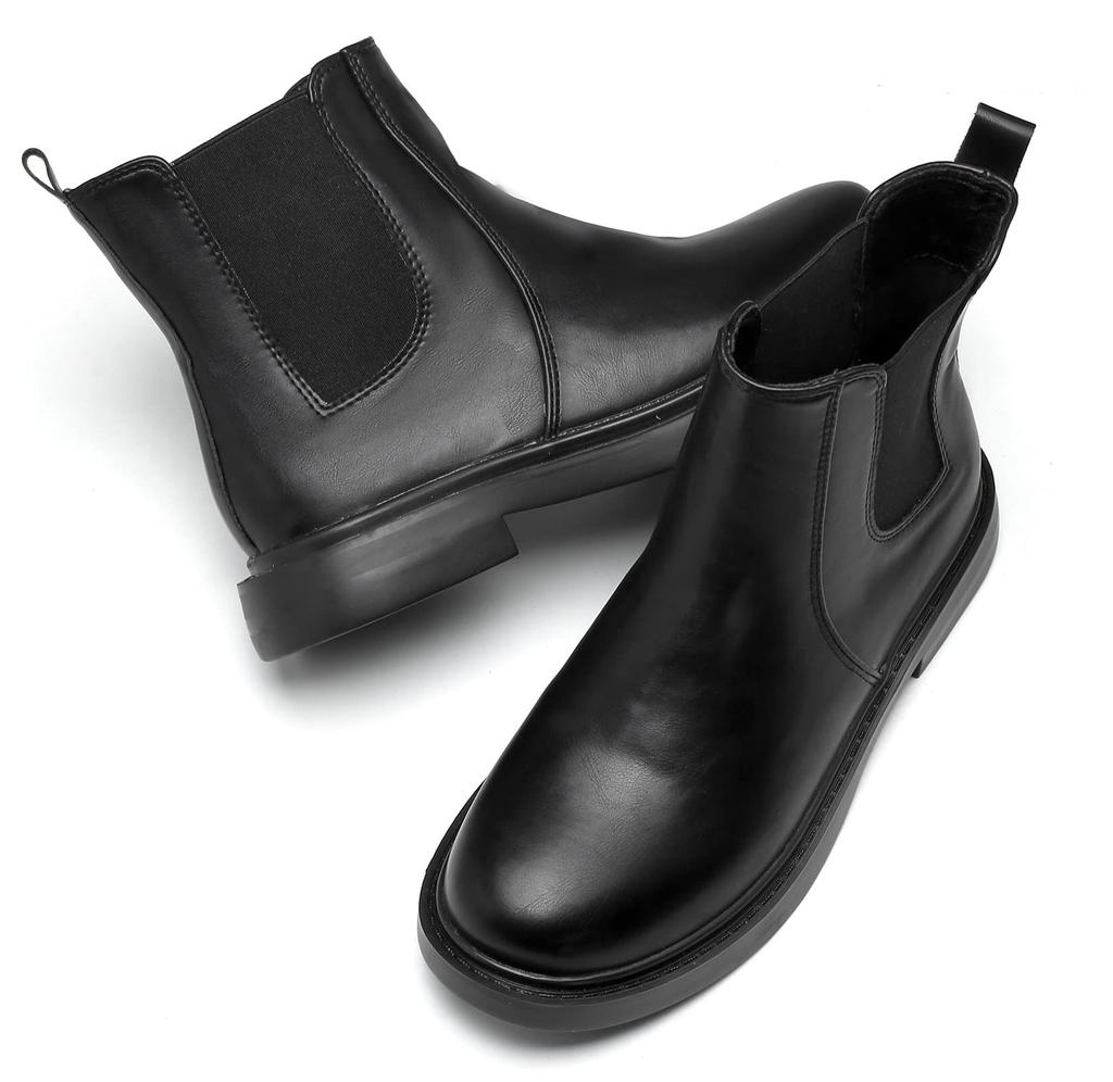 DADAWEN Women's Chelsea Boots, Side Gore, Short Boots, Water-Repellent, Soft, Easy To Walk In, Fall/Winter Shoes, Black, Size 24.5cm