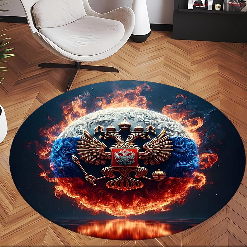 Russian Double Headed Eagle (1) Round Office Rug Decorative Floor Rug for Office Bedroom Living Room and Home Space