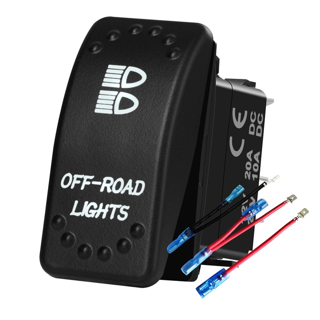Waterproof White LED Rocker Switch for Light Bar Spot Lights 5P/7P ON-OFF-ON 12V/24V Heavy Duty for Car Boat Truck SUV 4x4 Hilux