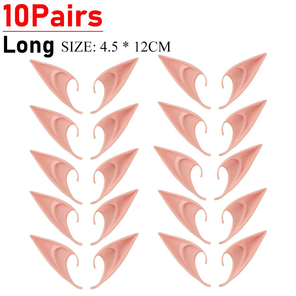 3-10Pair Cosplay Elf Ears Halloween Latex Fairy Angel Elf Masquerade Party Costumes Halloween Party Decor Supplies Photo Props