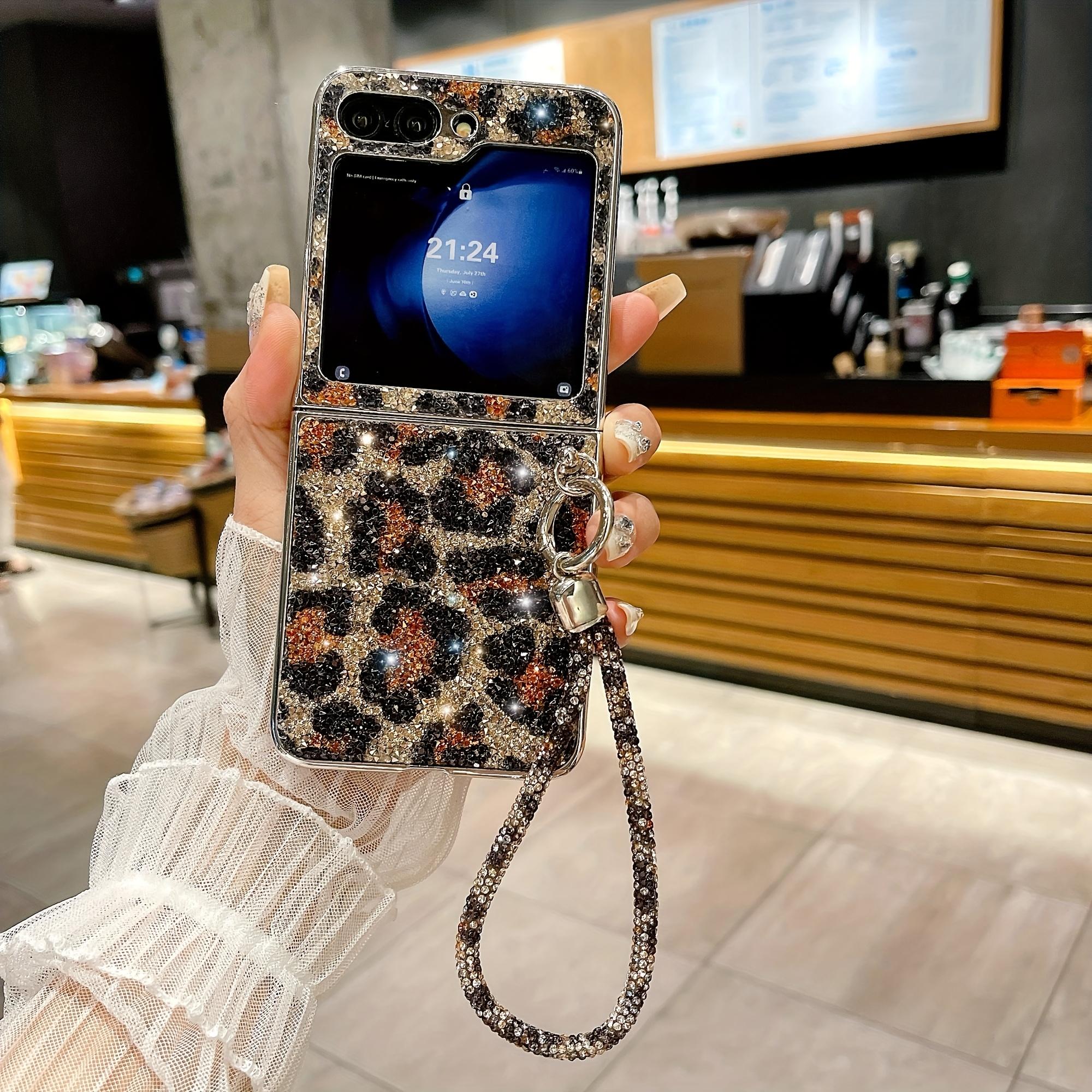 

Новый складной чехол для телефона с бриллиантовым леопардовым принтом и браслетом для Samsung Galaxy Z Flip 6 5 4 3 Galaxy Z Flip6