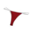 Solid Color Ribbed Cotton Women's Thong with Fine Straps and Hollowed Mid-Low Waist Design
